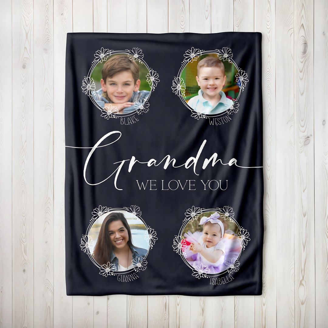 Grandma Wildflower Photo Blanket - Twinklette™
