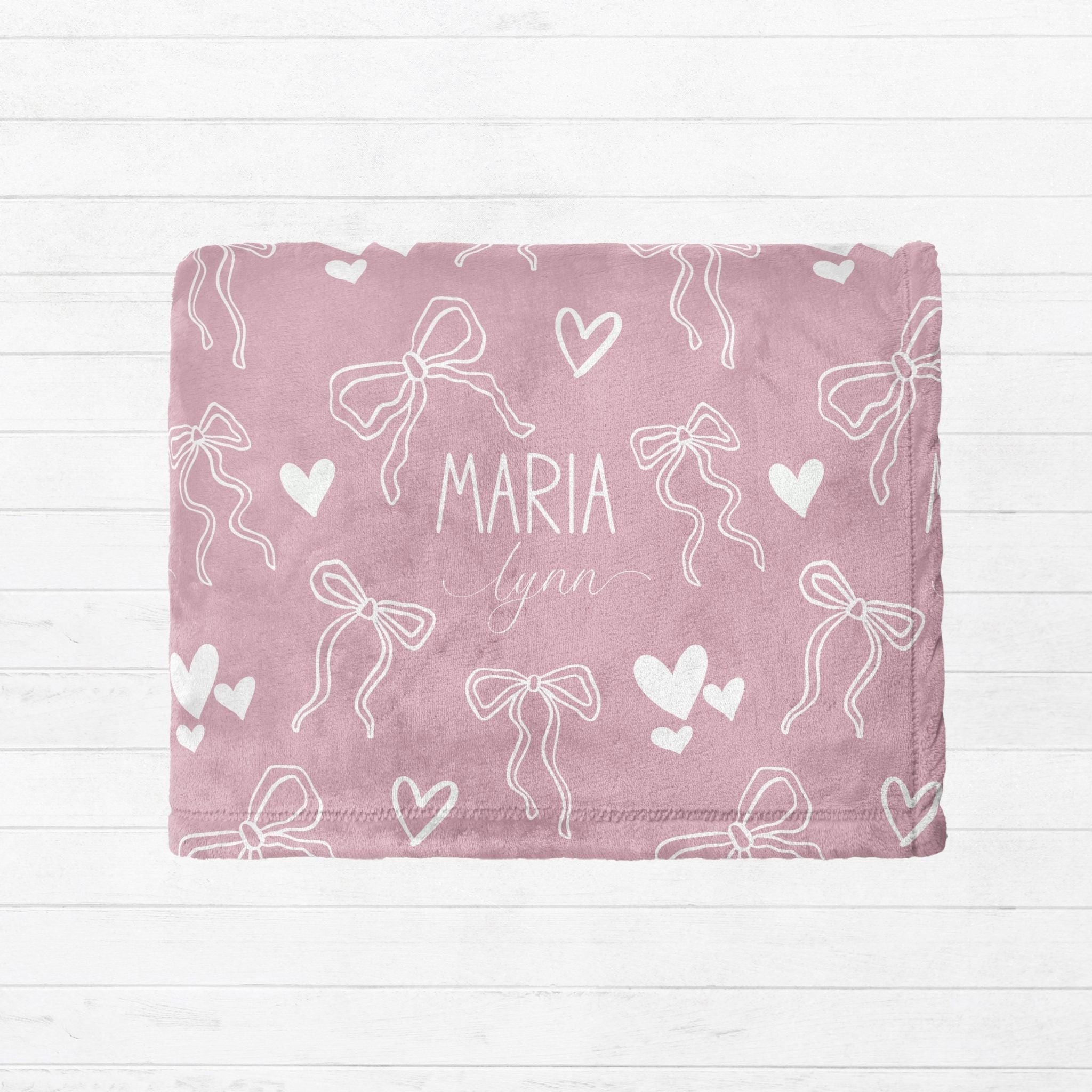 Heart Bows Baby Minky Blanket - Twinklette™