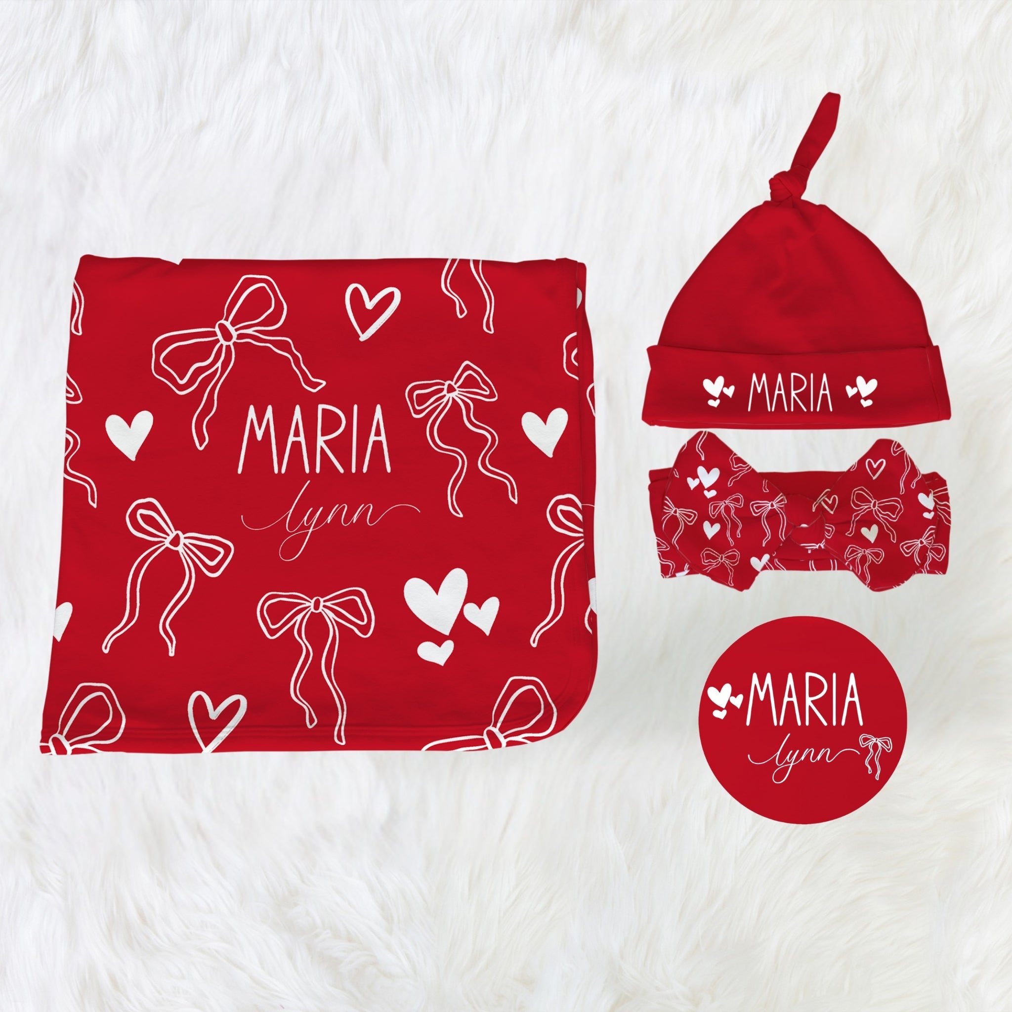 Hearts and Bows Baby Swaddle Bundle - Twinklette™