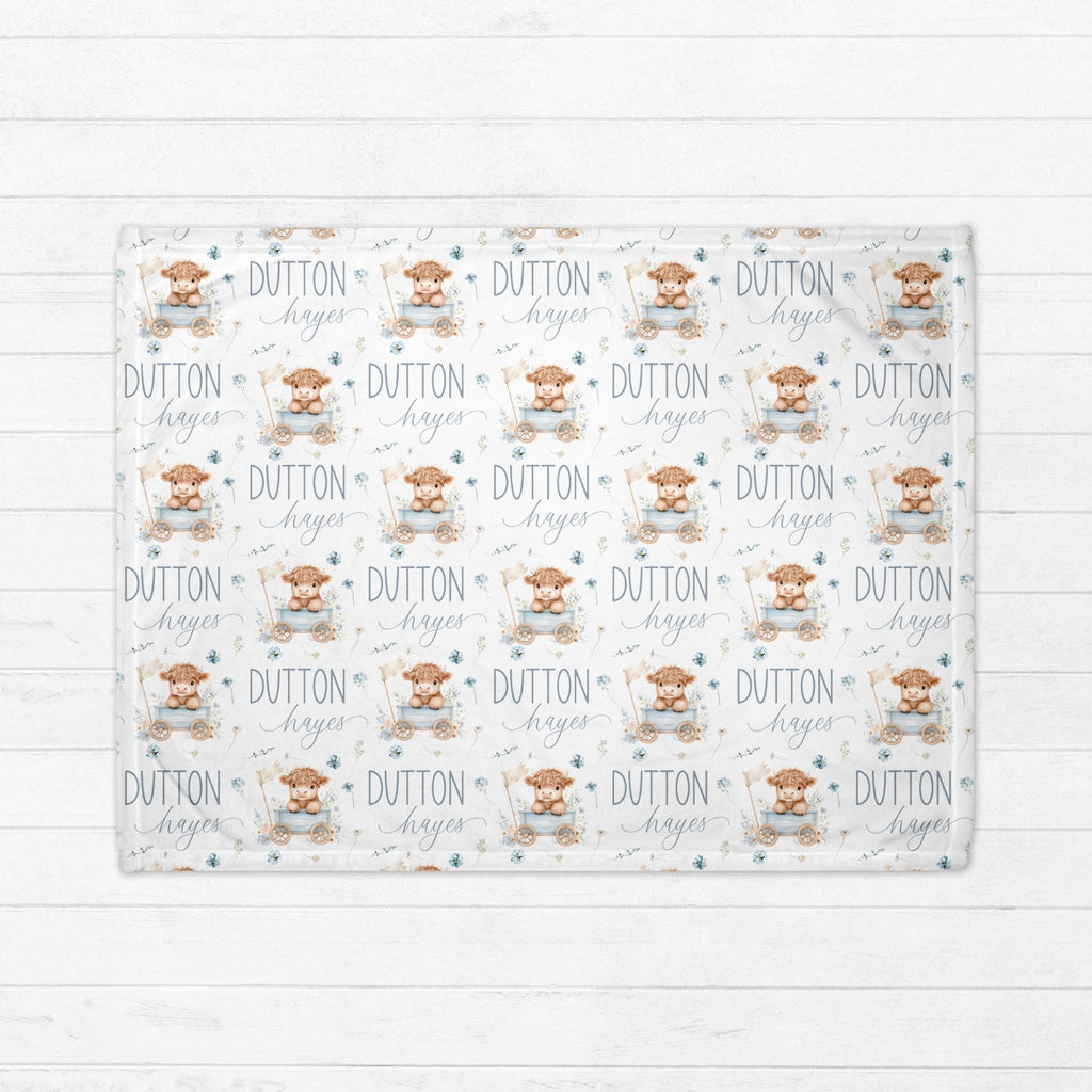 Highland Cow Blue Baby Minky Blanket - Twinklette™