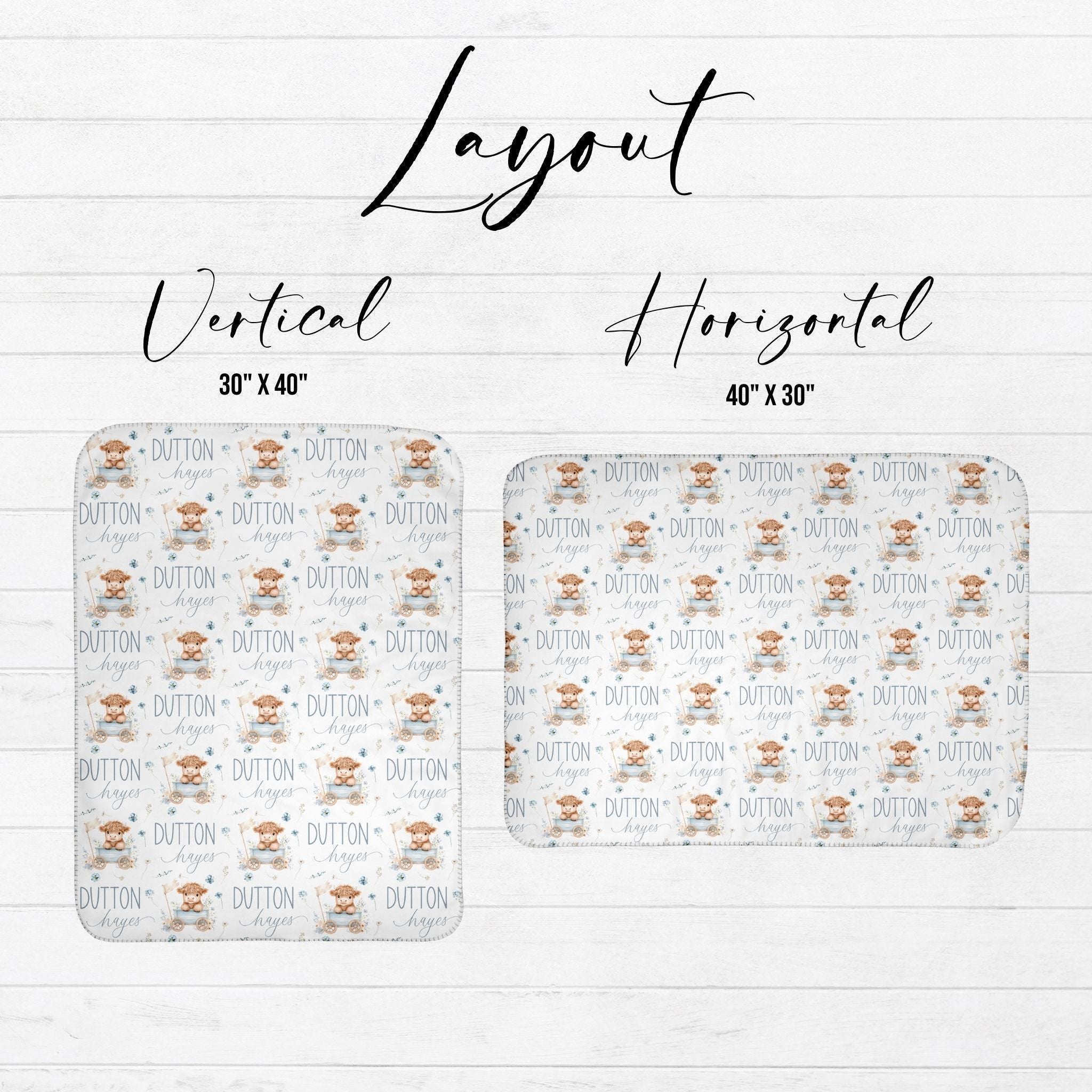 Highland Cow Blue Baby Sherpa Blanket - Twinklette™