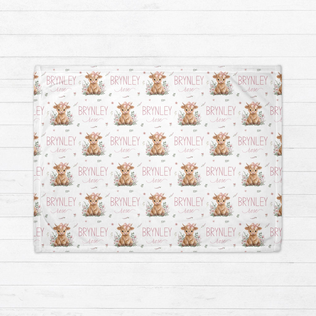 Highland Cow Pink Baby Minky Blanket - Twinklette™
