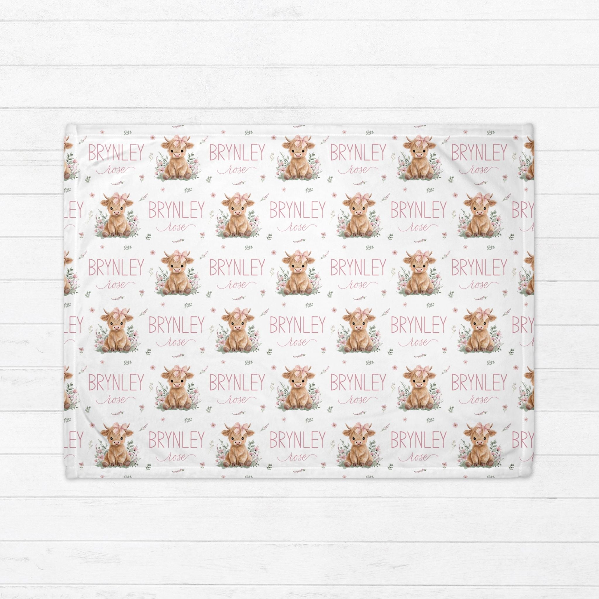 Highland Cow Pink Baby Minky Blanket - Twinklette™
