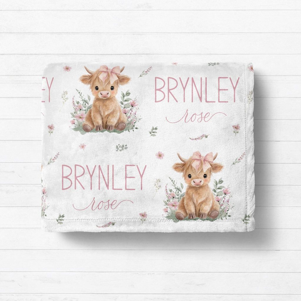 Highland Cow Pink Baby Minky Blanket - Twinklette™