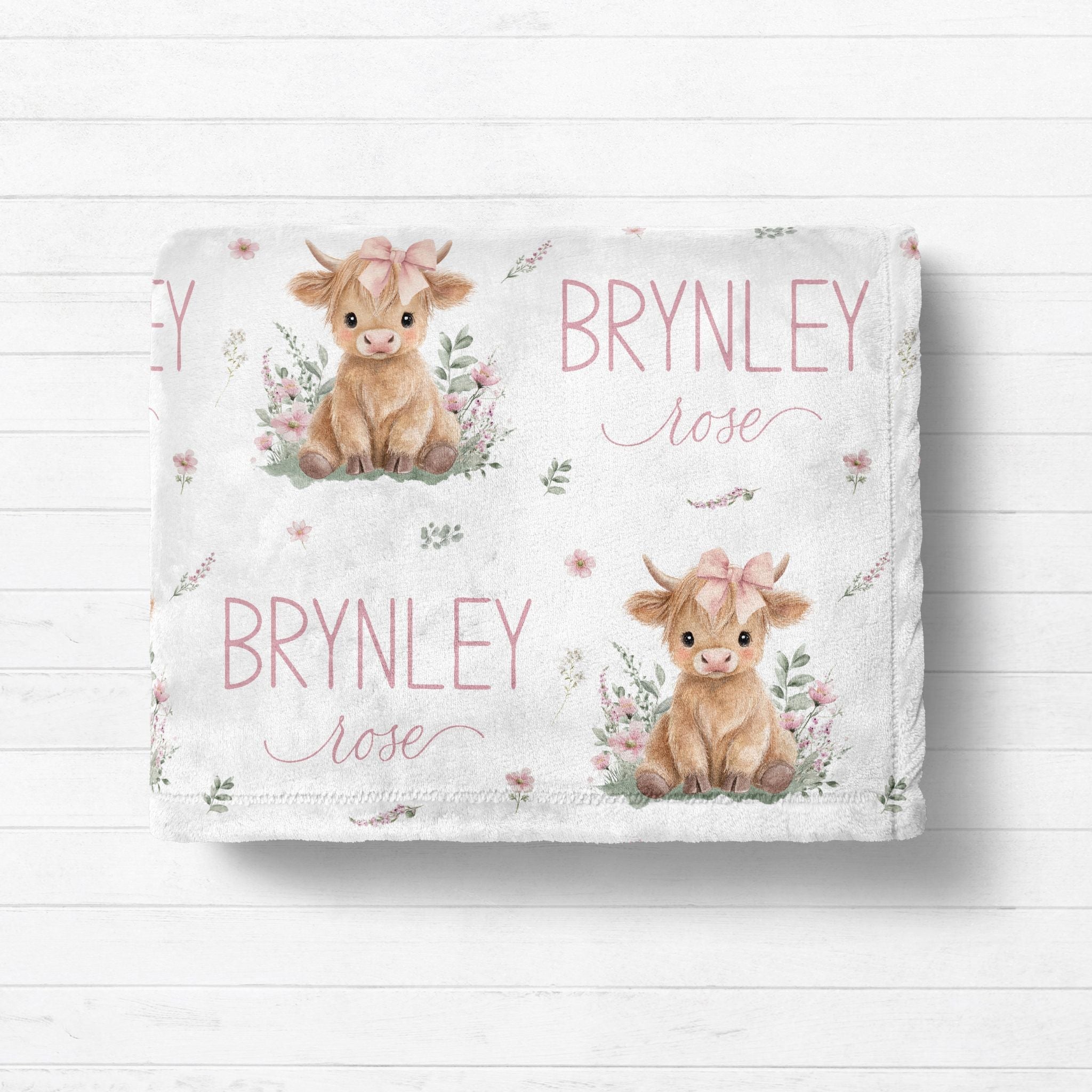 Highland Cow Pink Baby Minky Blanket - Twinklette™