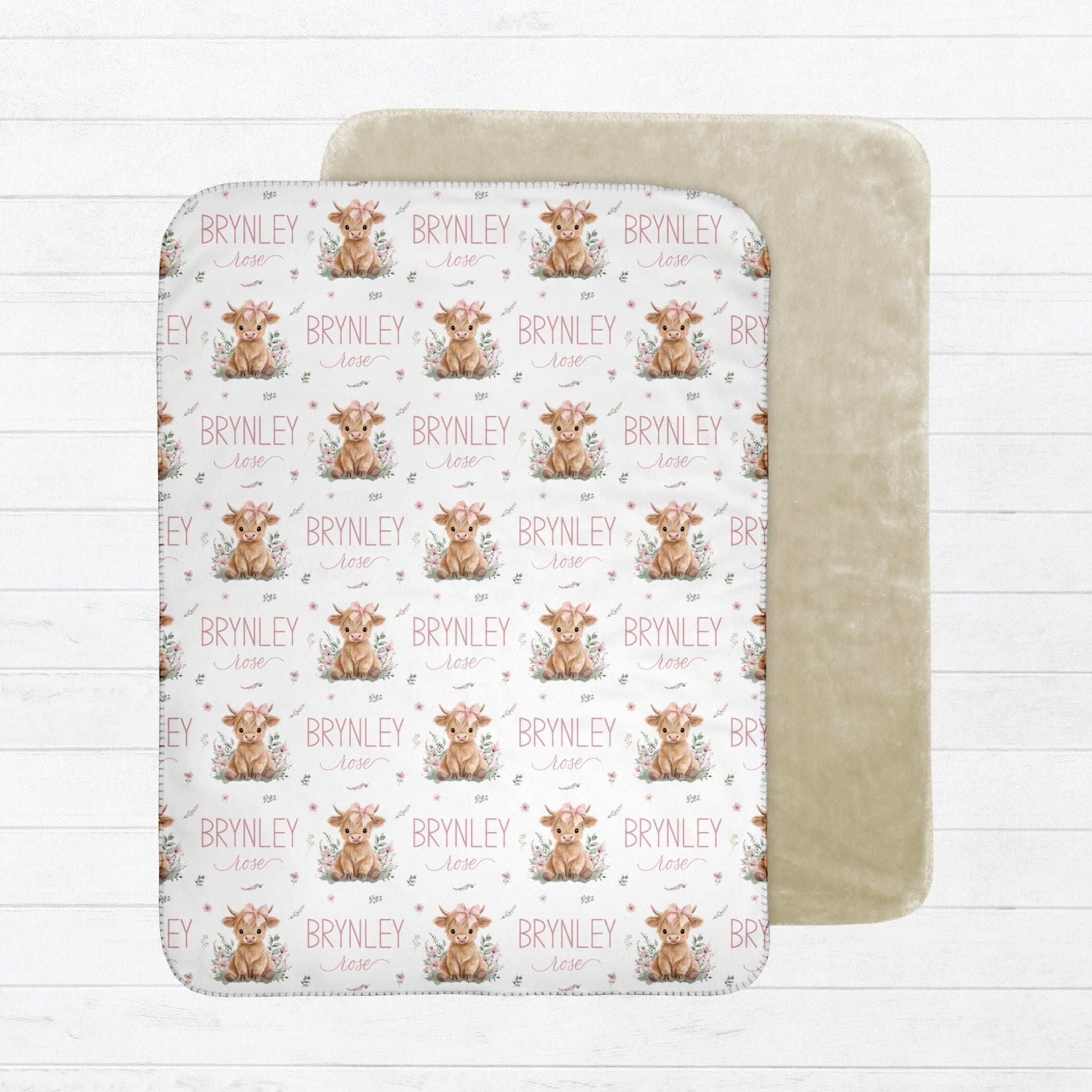 Highland Cow Pink Baby Sherpa Blanket - Twinklette™