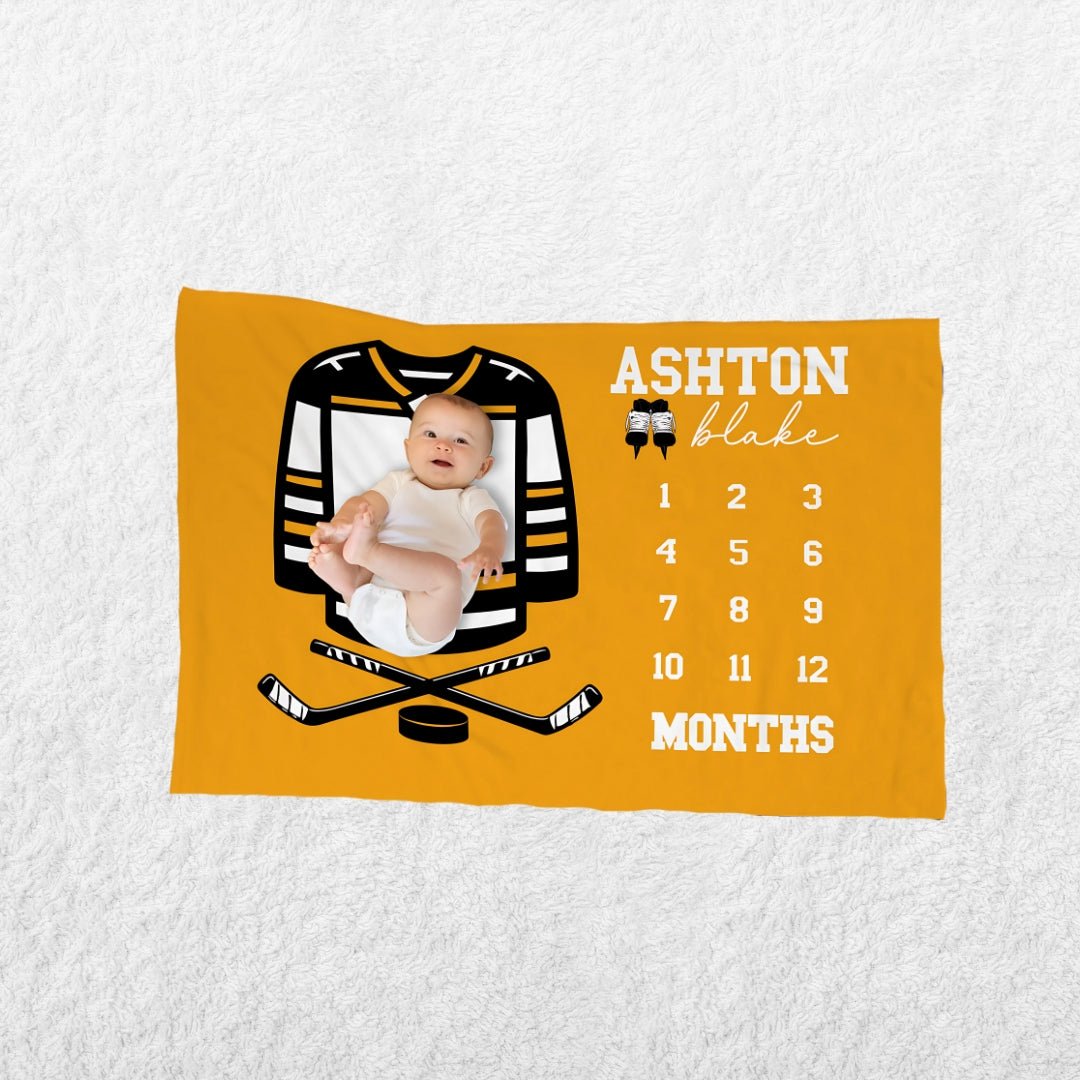 Hockey Jersey Milestone Baby Blanket - Twinklette™