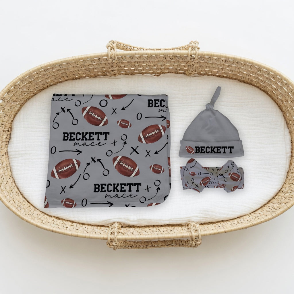 Personalized Football Swaddle & Hat Set
