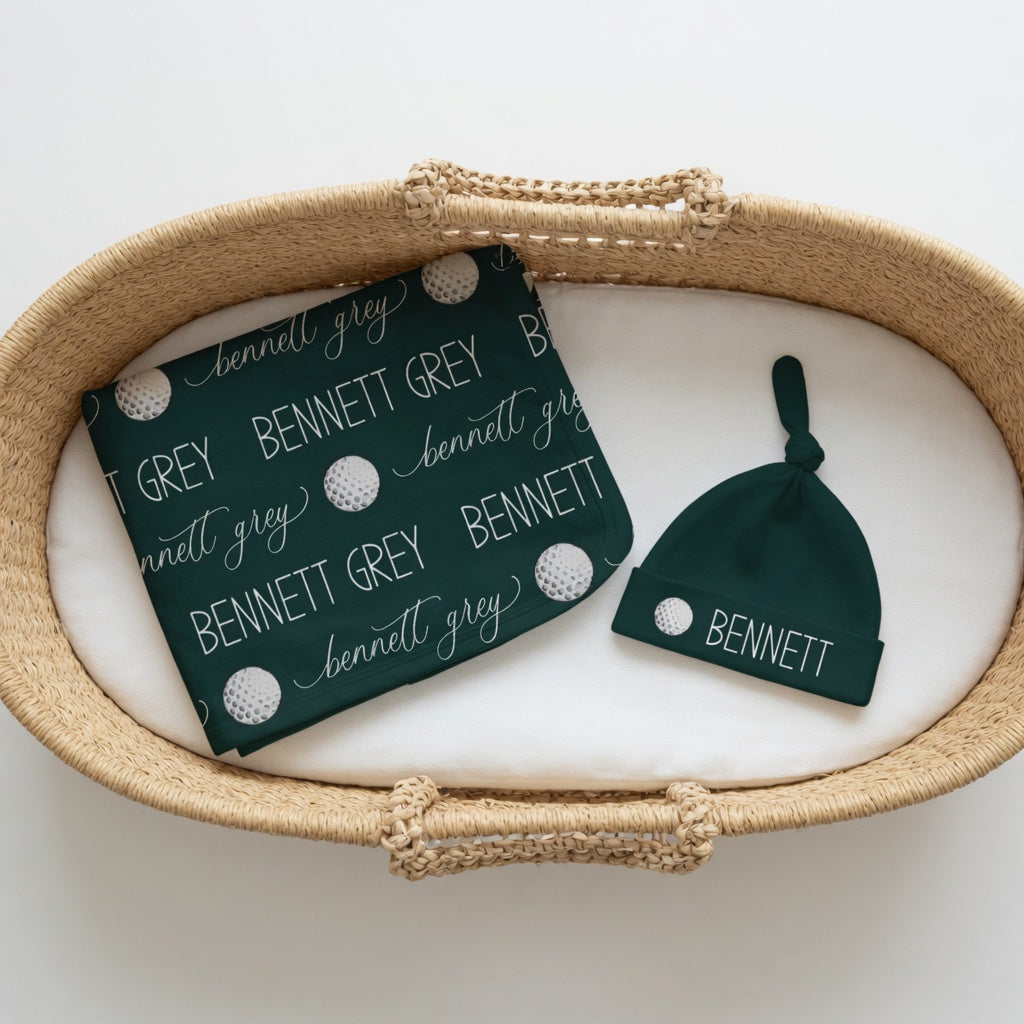 Personalized Golf Swaddle & Hat Set