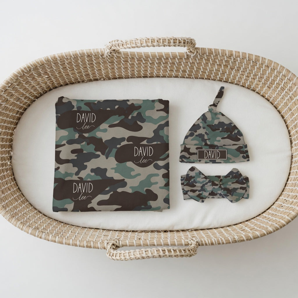 Personalized Duck Camo Swaddle & Hat Set