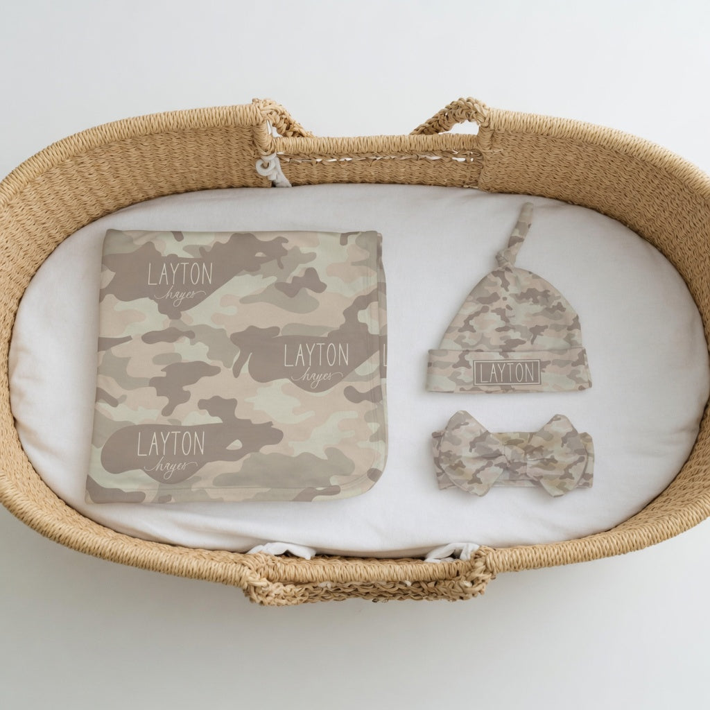 Personalized Sand Camo Baby Swaddle