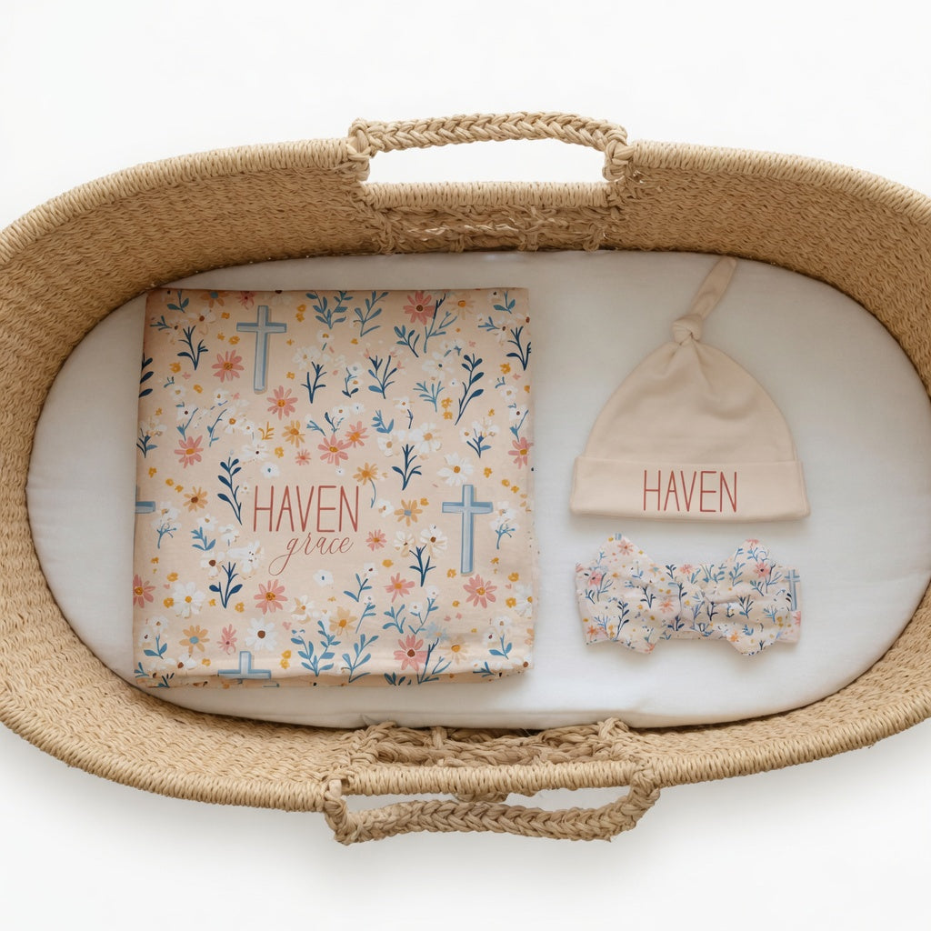 Personalized Floral Faith Baby Matching Set 