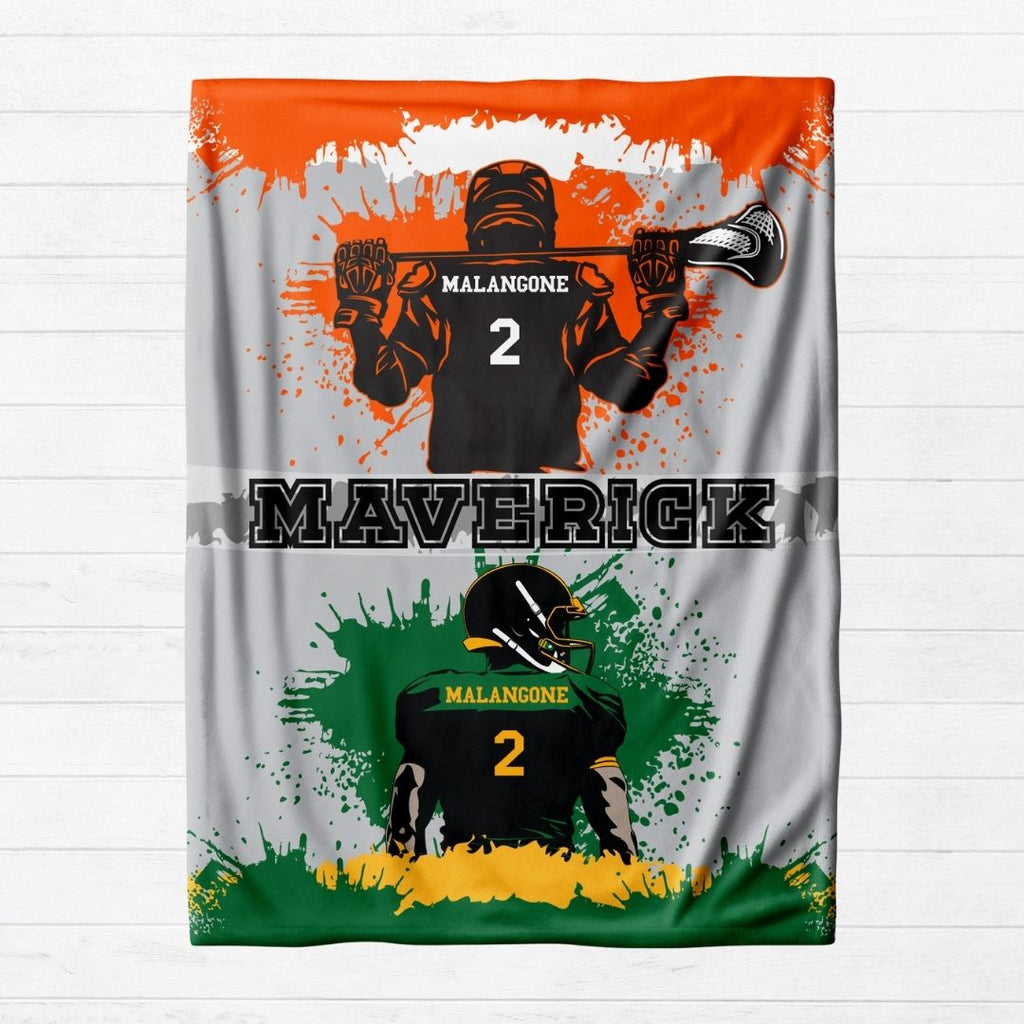 Lacrosse and Football Combo Personalized Blanket - Twinklette™
