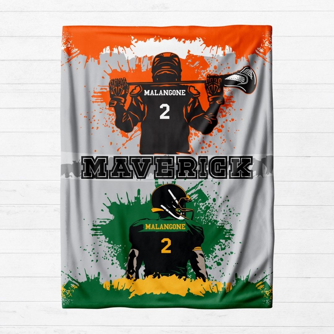 Lacrosse and Football Combo Personalized Blanket - Twinklette™