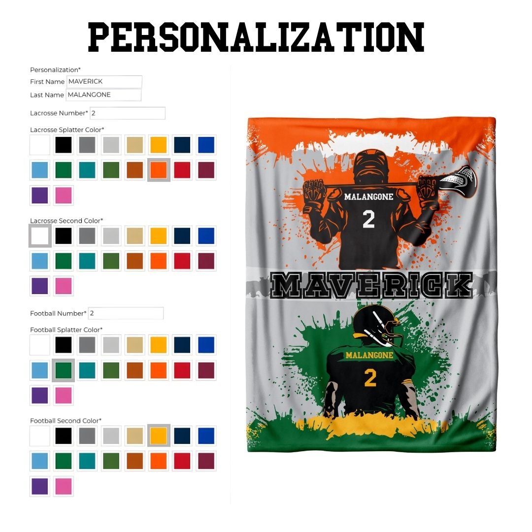 Lacrosse and Football Combo Personalized Blanket - Twinklette™