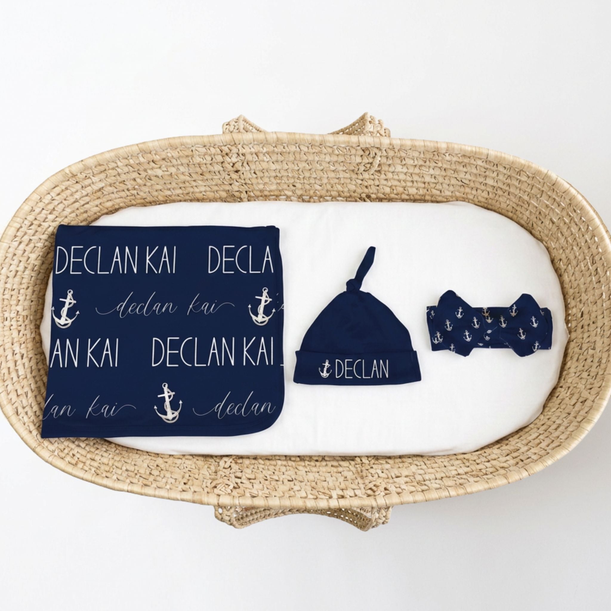 Personalized Nautical Swaddle & Hat Set