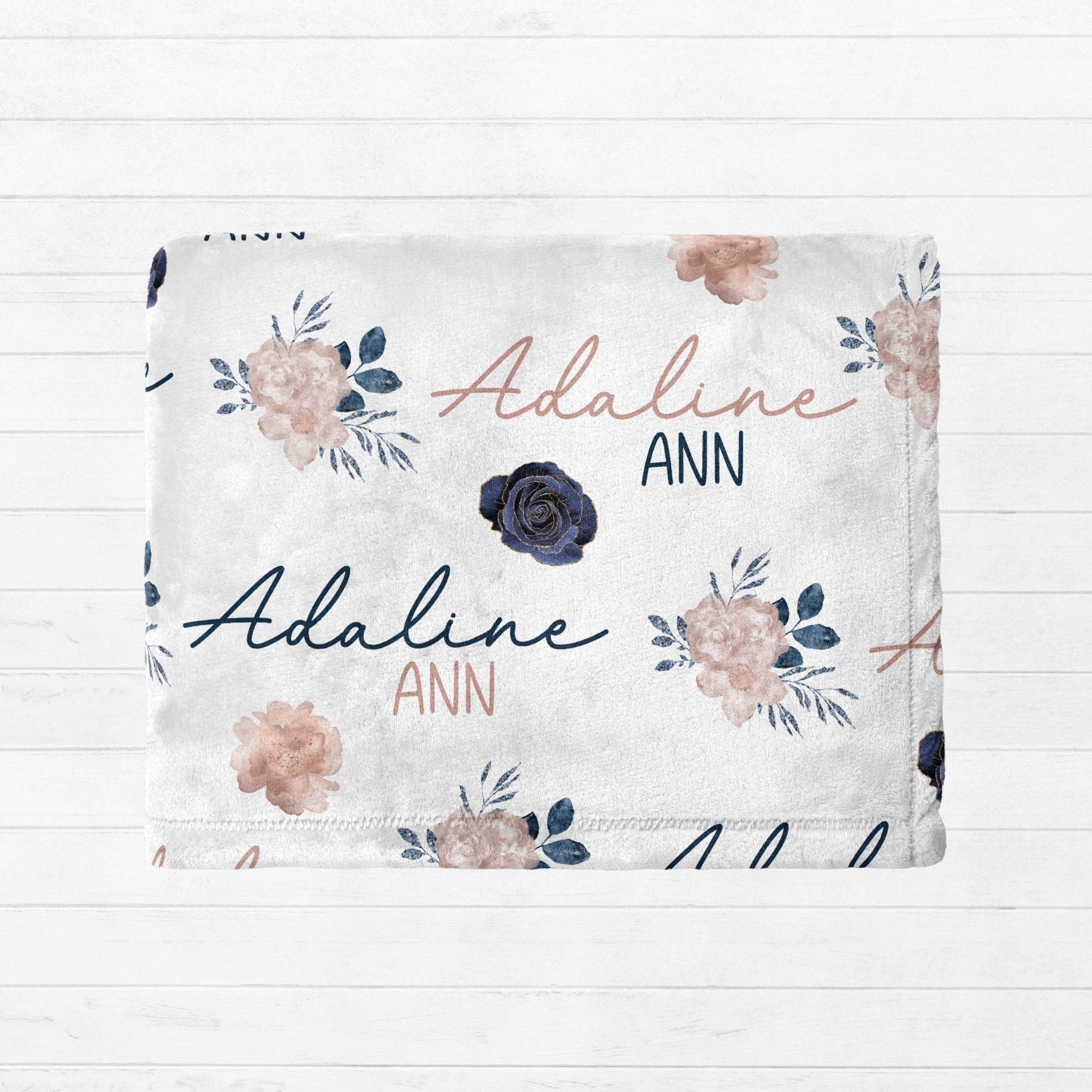 Navy Blush Floral Blanket - Twinklette™