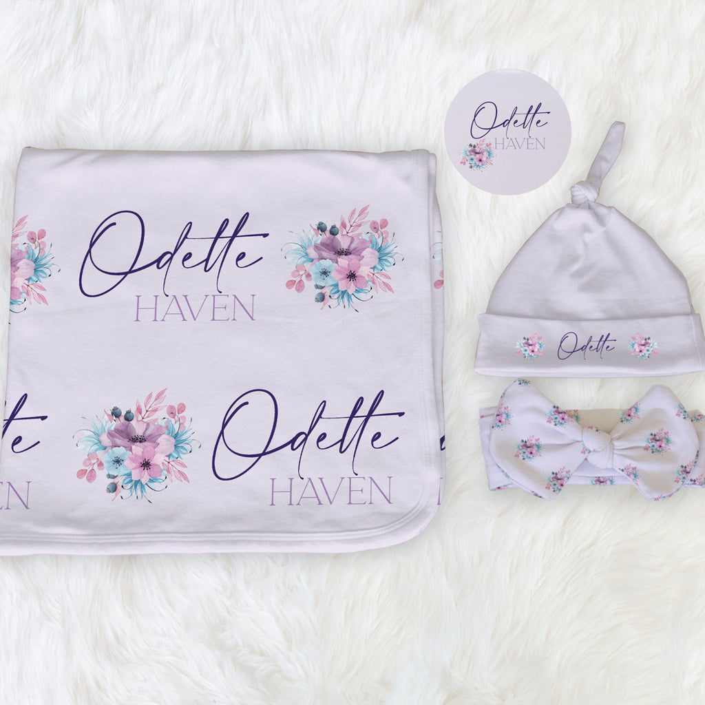 Purple Floral Swaddle Set - Twinklette™
