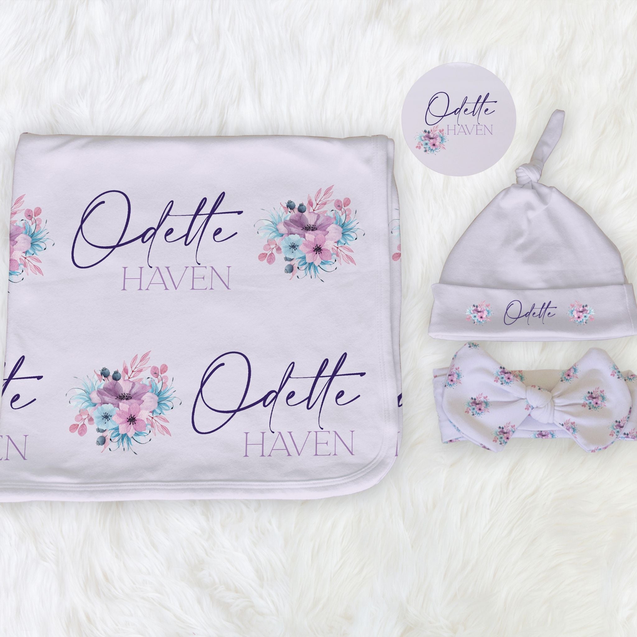 Purple Floral Swaddle Set - Twinklette™