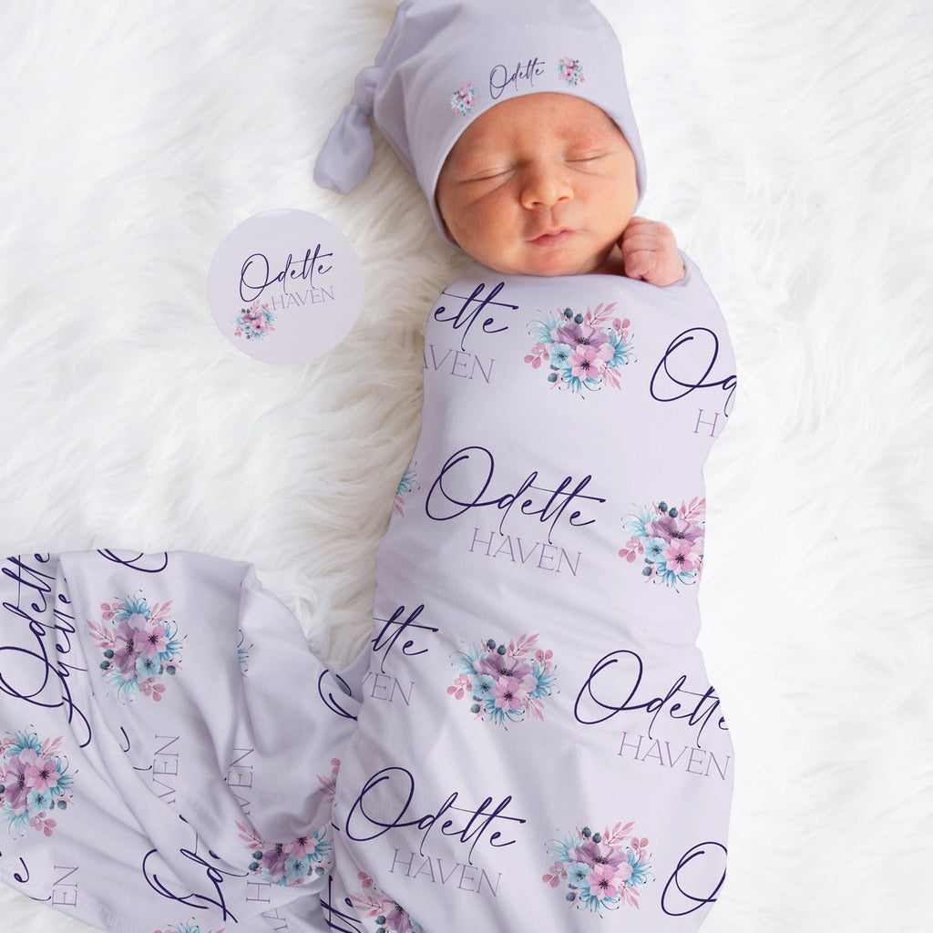 Purple Floral Swaddle Set - Twinklette™