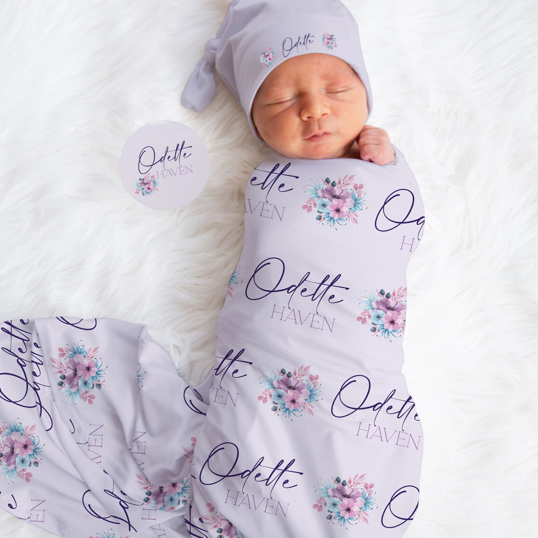 Purple Floral Swaddle Set - Twinklette™