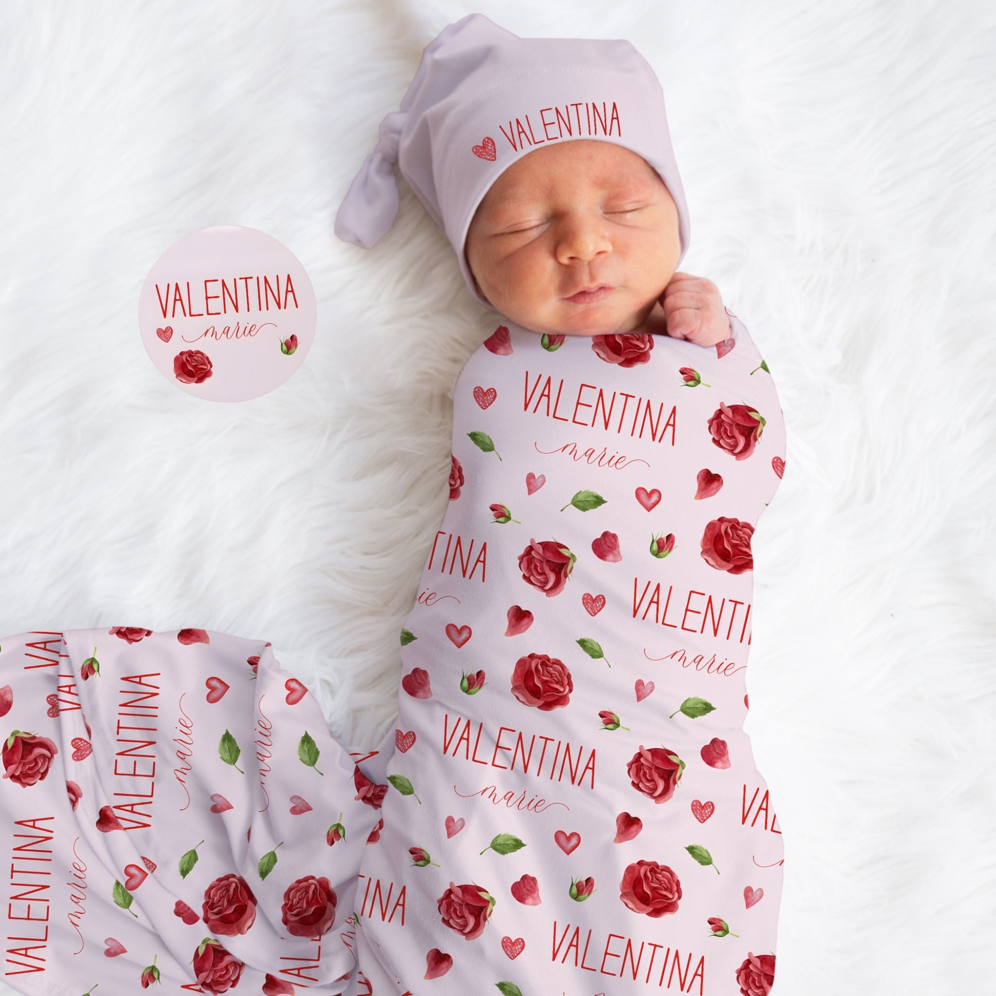 Red Roses Baby Swaddle Bundle - Twinklette™