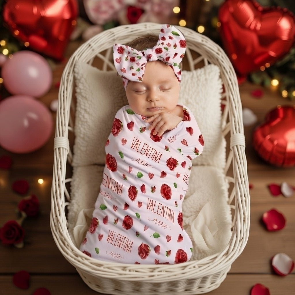 Red Roses Baby Swaddle Bundle - Twinklette™