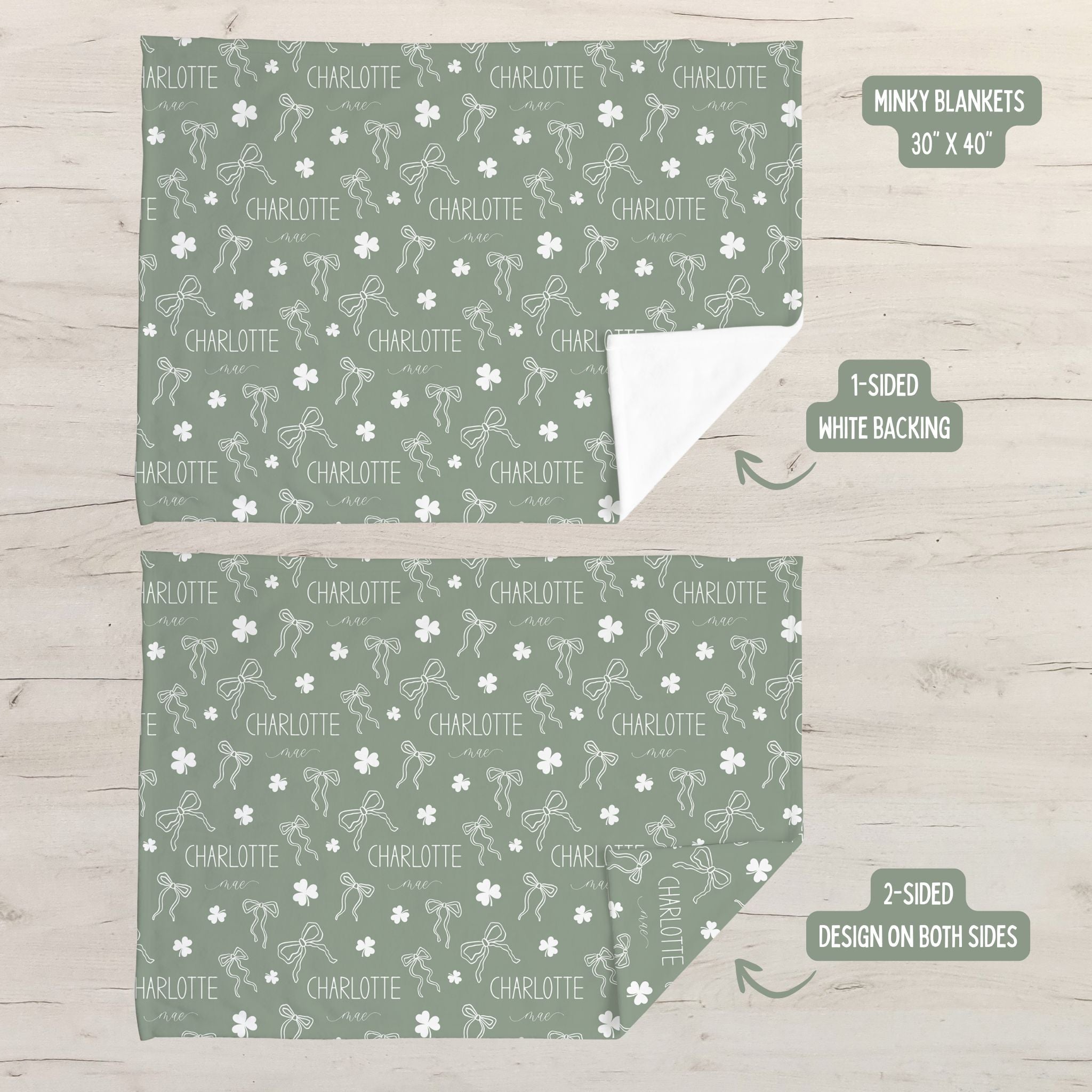 Shamrock Bows Baby Minky Blanket - Twinklette™