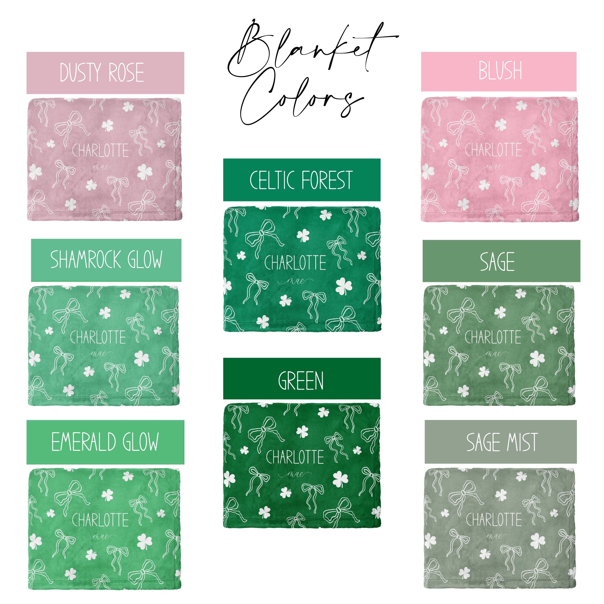Shamrock Bows Baby Minky Blanket