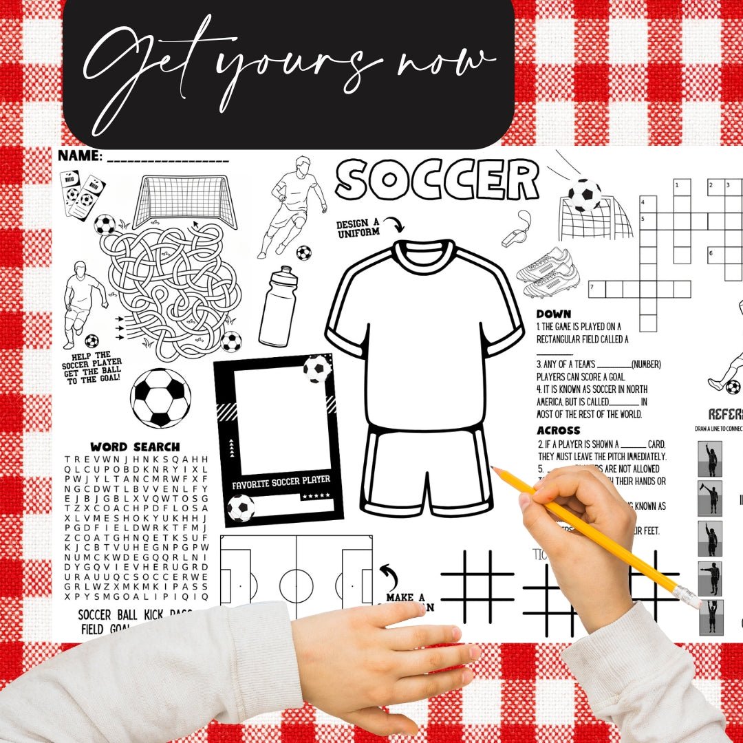 Soccer Coloring Activity Placemat: Learn Soccer - Twinklette™