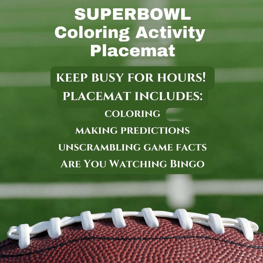 Super Bowl Activity Placemat, Interactive Games for Kids and Adults - Twinklette™