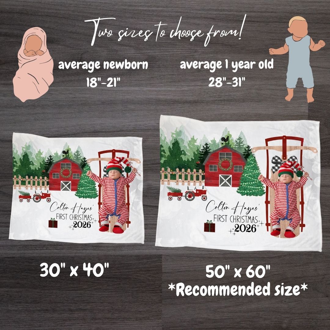 Personalized Baby's First Christmas Milestone Blanket