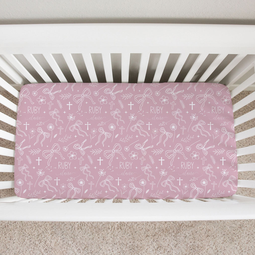 Wildflower Faith Bows Crib Sheet - Twinklette™