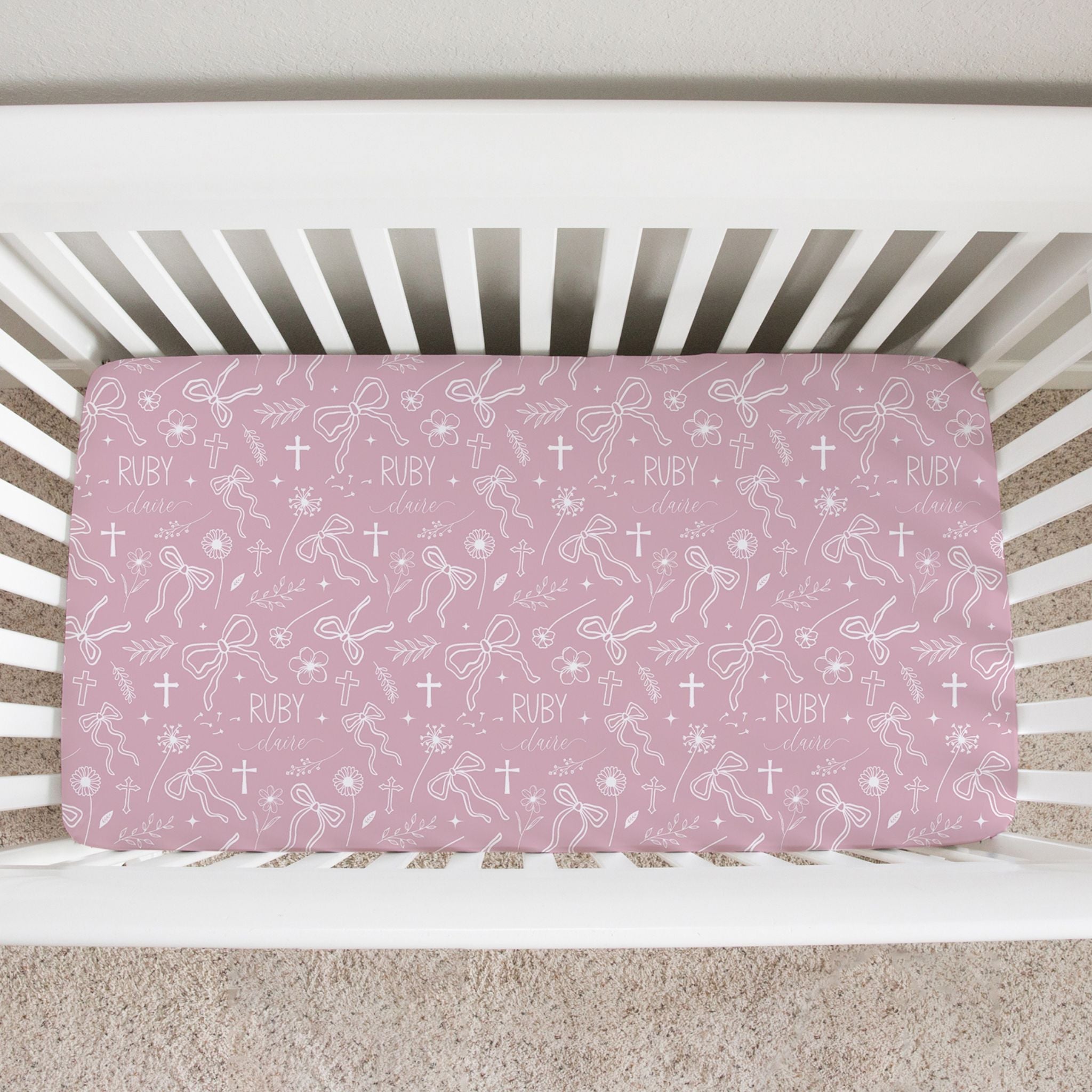 Wildflower Faith Bows Crib Sheet - Twinklette™