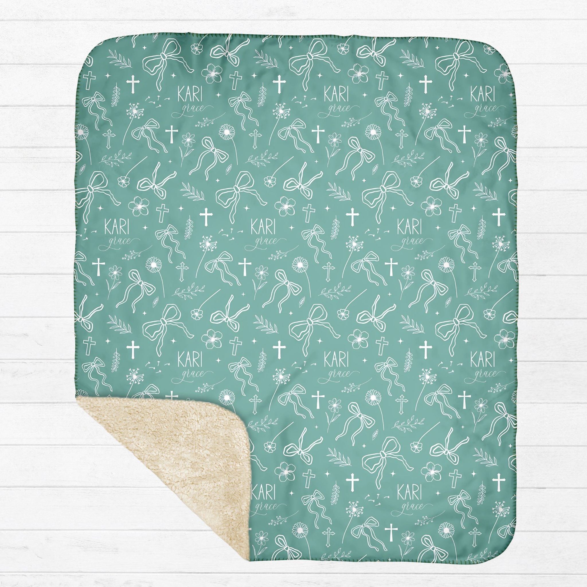 Wildflower Faith Bows Sherpa Blankets - Twinklette™