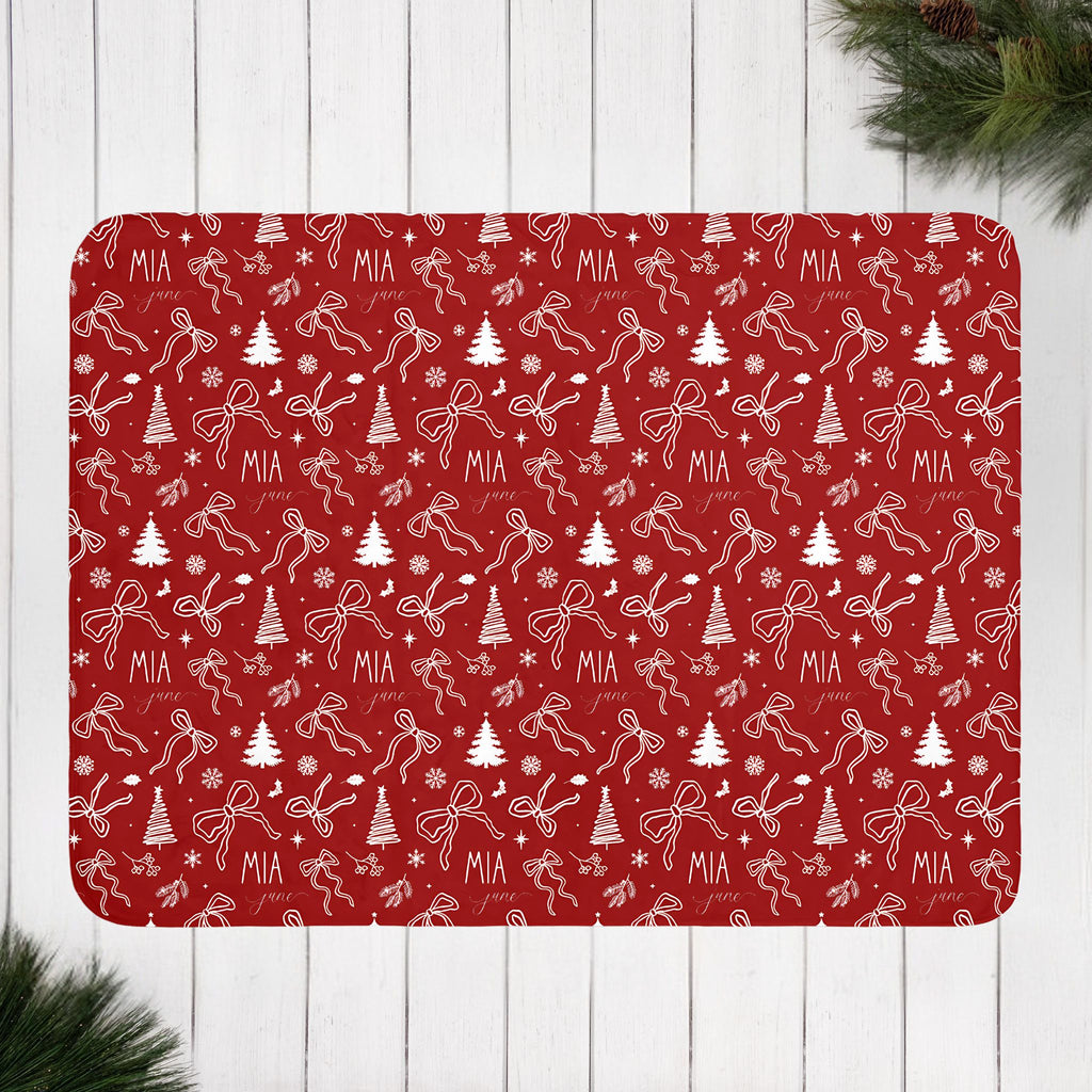 Christmas Coquette Bows Baby Sherpa Blanket