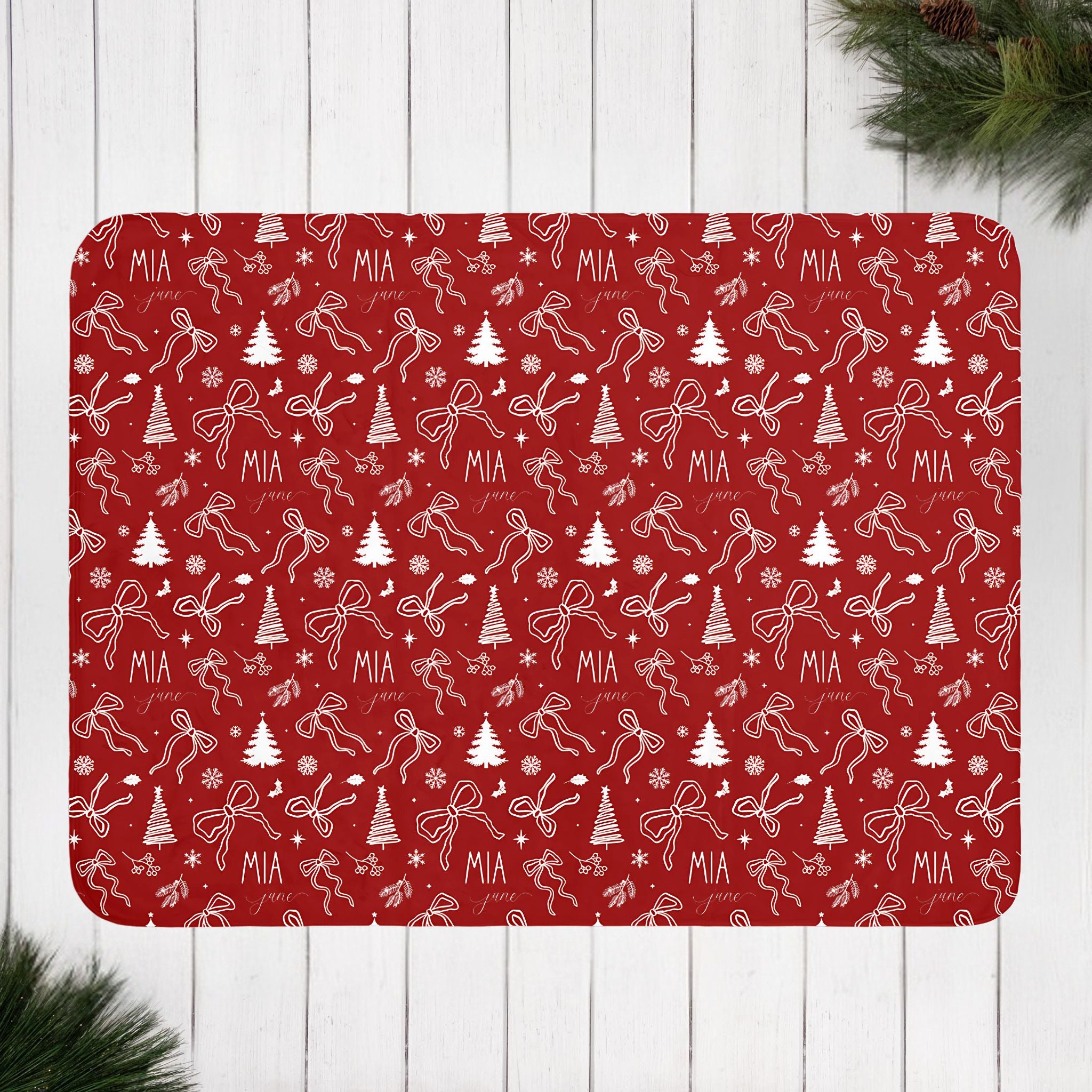 Christmas Coquette Bows Baby Sherpa Blanket