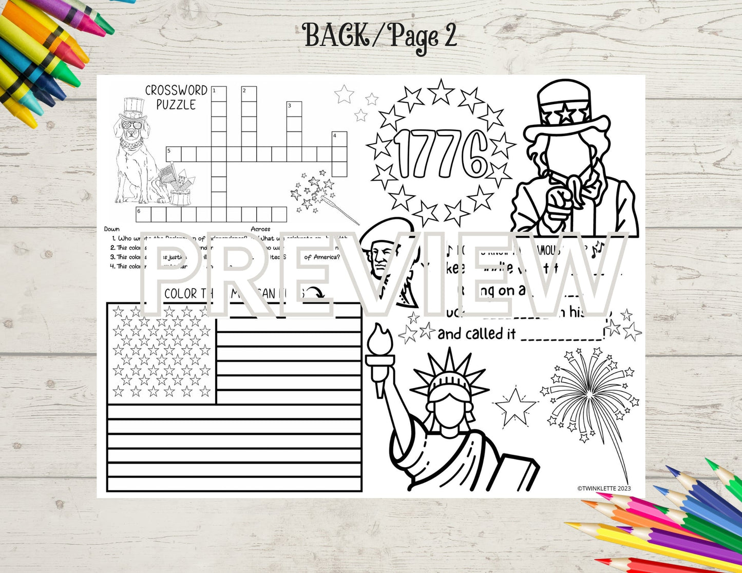 *50% OFF* Fourth of July Coloring Placemat (2-sided) - Twinklette