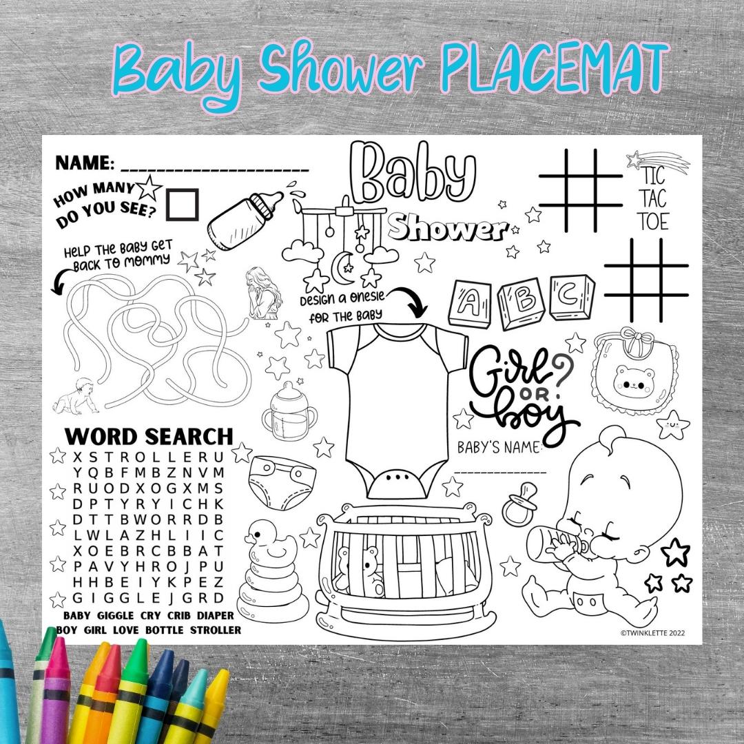 Baby Shower Coloring Placemat - Twinklette