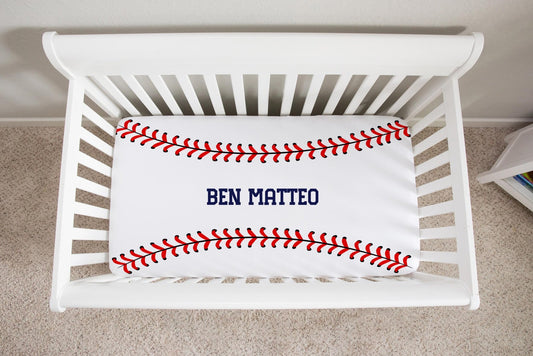 Baseball PERSONALIZED Minky Crib Sheet - Twinklette
