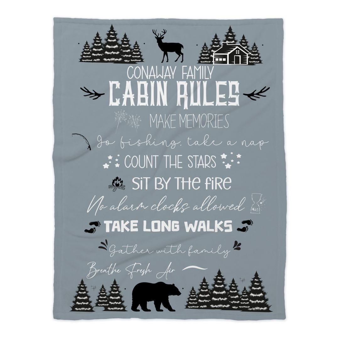 Cabin Rules Blanket - Log Cabin Decor - Twinklette