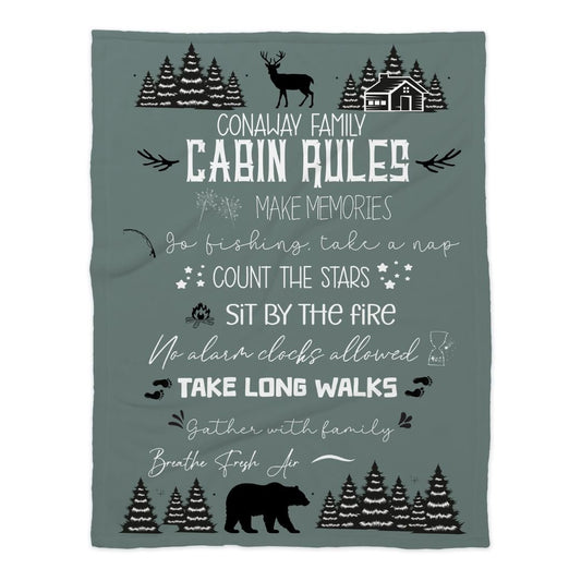 Cabin Rules Blanket - Log Cabin Decor - Twinklette
