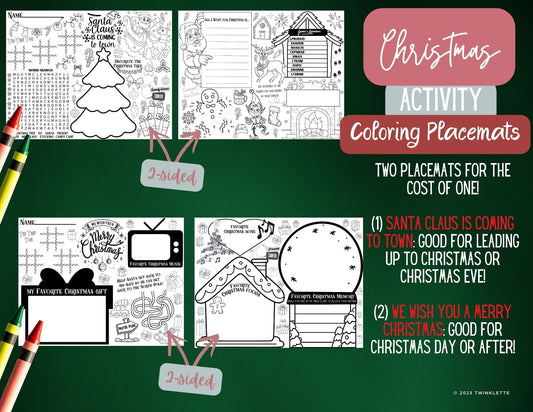 Christmas Coloring Placemat - Twinklette