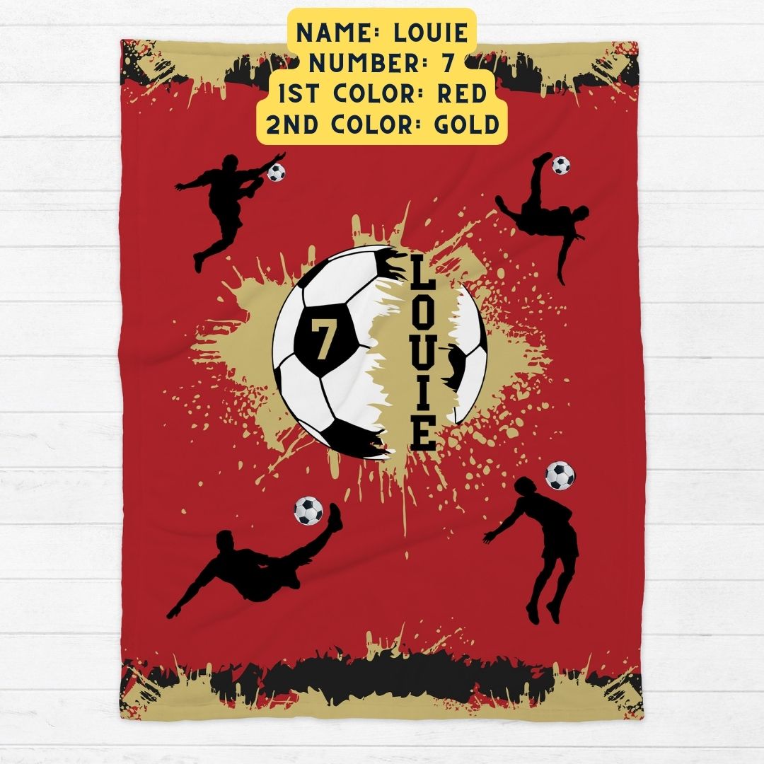 Custom Soccer Blanket | Personalized with Your Child's Name, Jersey Number, and Team Colors - Twinklette