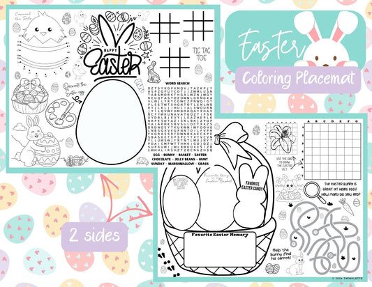 Easter Coloring Activity Placemat - Twinklette