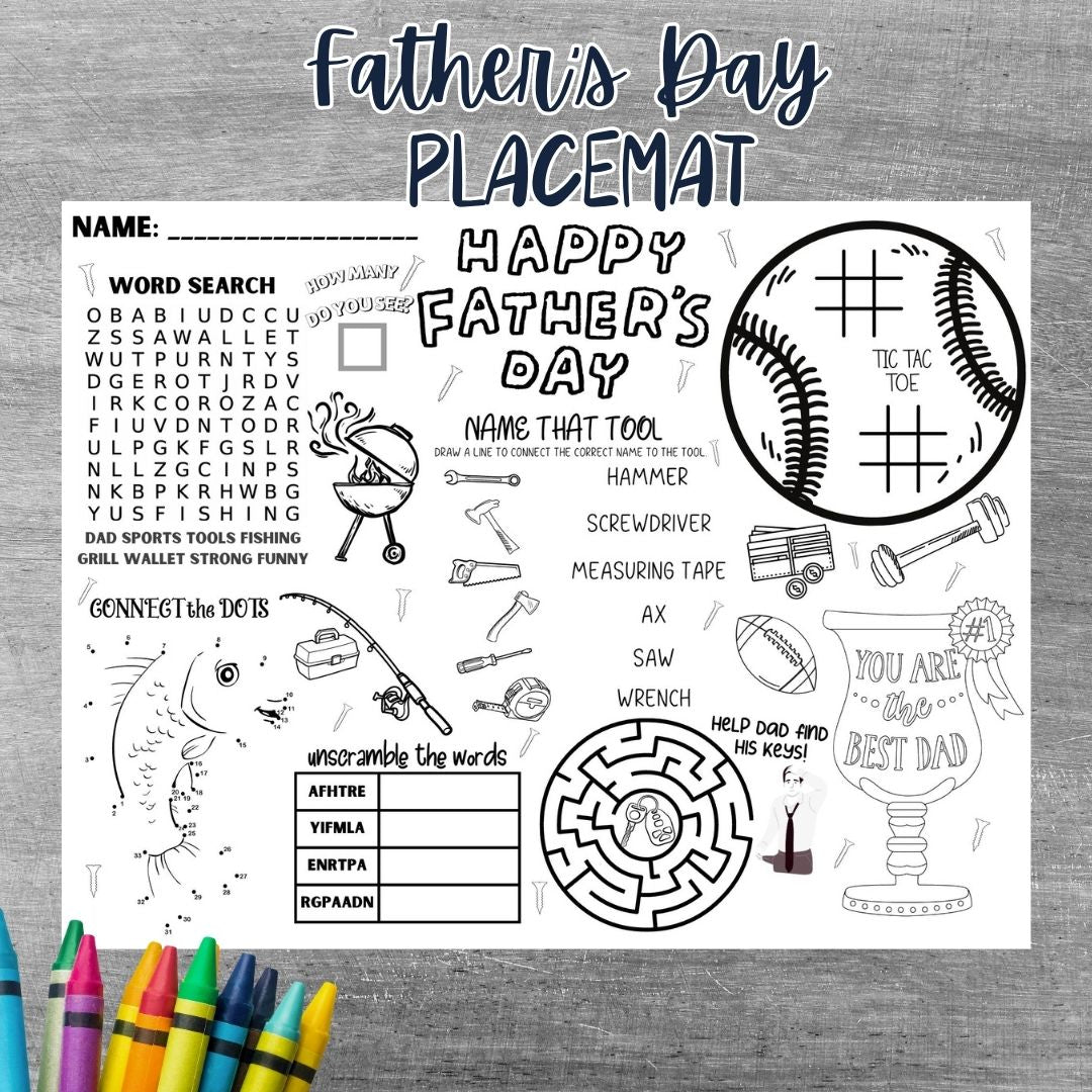 Father's Day Coloring Placemat - Twinklette