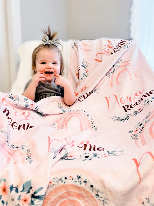 Floral Rainbow Minky Blanket - Twinklette