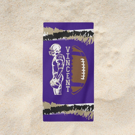 Football Beach Towel - Customize with Name, Number, and Team Colors - Personalized Gift Idea - Twinklette