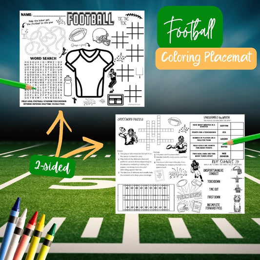Football Coloring Activity Placemat - Twinklette