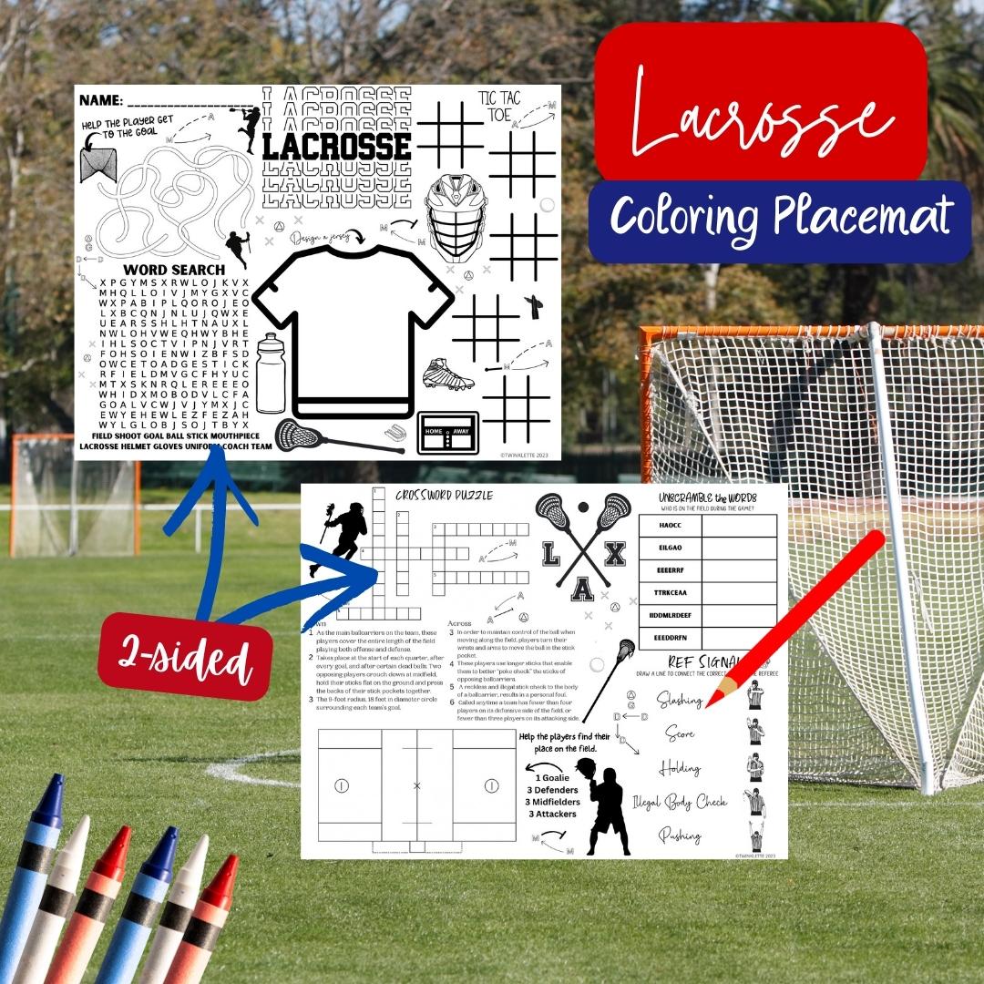 Lacrosse Coloring Activity Placemat (2-sided) - Twinklette